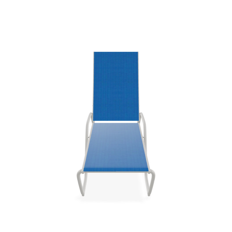 Outdoor Rust-Resistant Metal Chaise Lounge, Textured Snow, Pacific Blue 28D