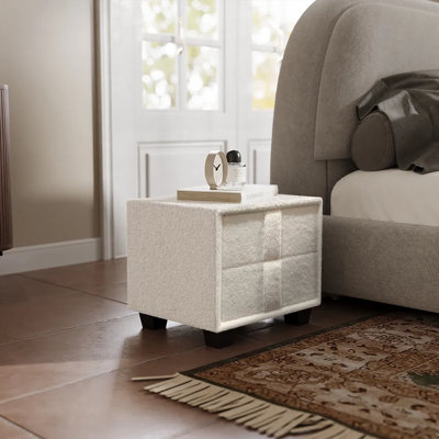 16.93-Inch Beige Nightstand With 2 Drawers