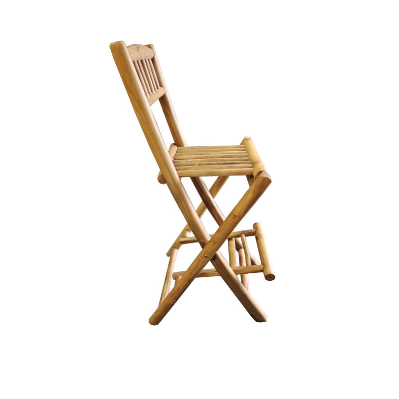 Teak Log Wood Foldable Wood Bar Stool