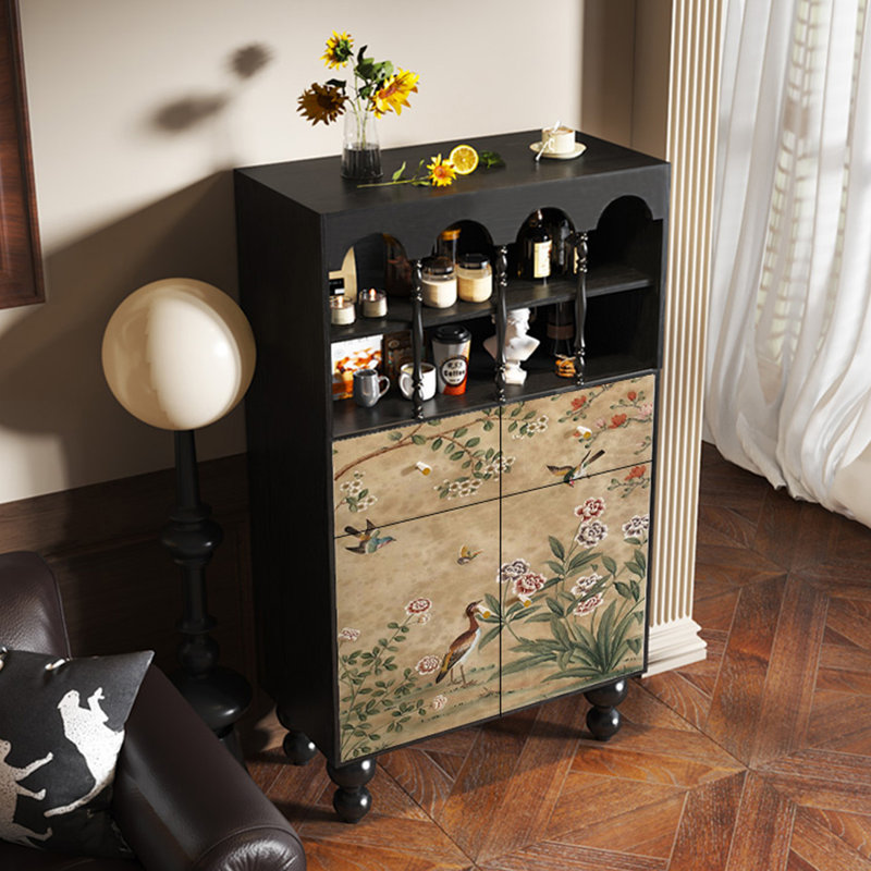 Armoire d'appoint multifonctionnelle à motif floral rétro