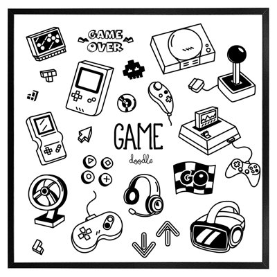 Game Doodles - Single Picture Frame Print