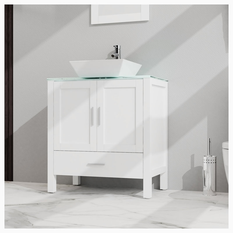 Meuble-lavabo simple avec plateau 30,00 Adifaah, Blanc