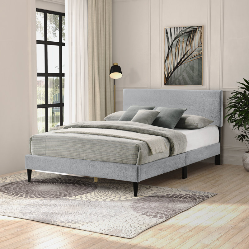 Walter Platform Bed with Adjustable Headboard, Full/Double, Gray