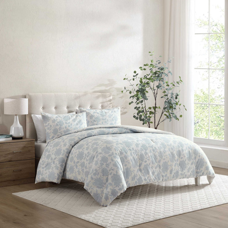 Ensemble d'édredon réversible en coton Nautica Elmwood, Édredon pour très grand lit + 2 taies décorativ