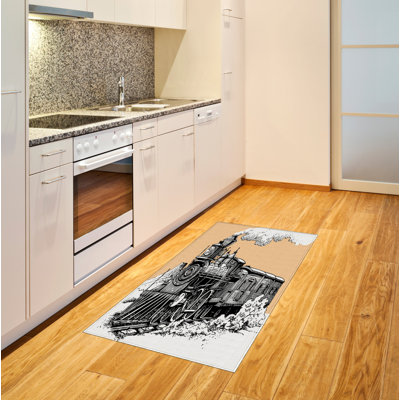 Tapis décoratif à fibres longues haute densité en polyester et coton style engin à vapeur