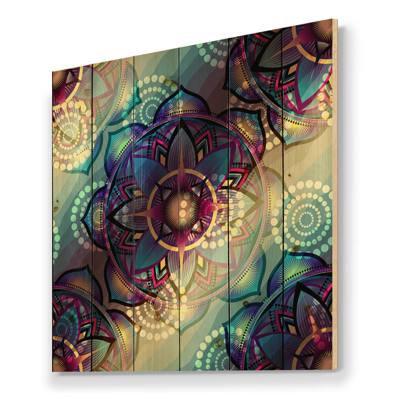 Mandala moderne - Impression sur bois sans cadre, H 16 po x l 16 po x p 1 po