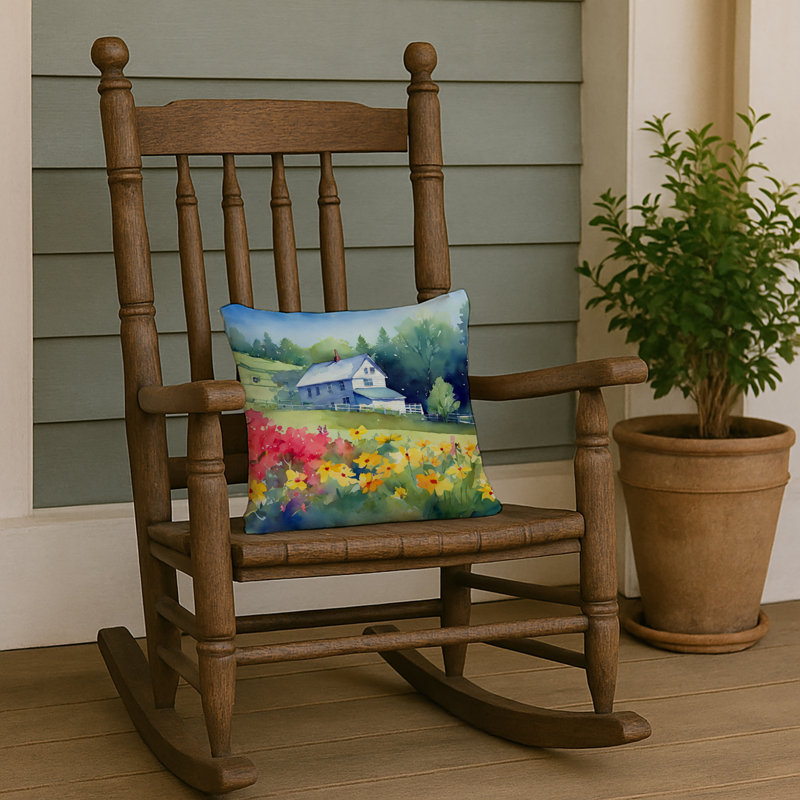 Coussin décoratif aquarelle Massachusetts, Carré 14 po