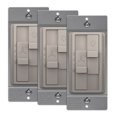 TopGreener Kalide 15 Tamper Resistant 150 Watt Slide 3-Way Dimmer - Nickel (3-Pack)