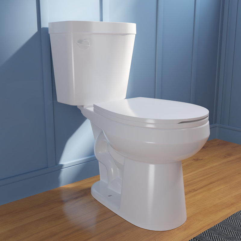 DeerValley Dynasty Two-Piece Toilets for Bathrooms, 17.3" ADA Chair Height Toilet Bowls With Soft Close Seat, Left