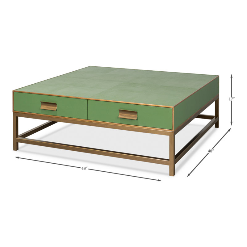 Gideon Green and Gold Square Wood Coffee Table