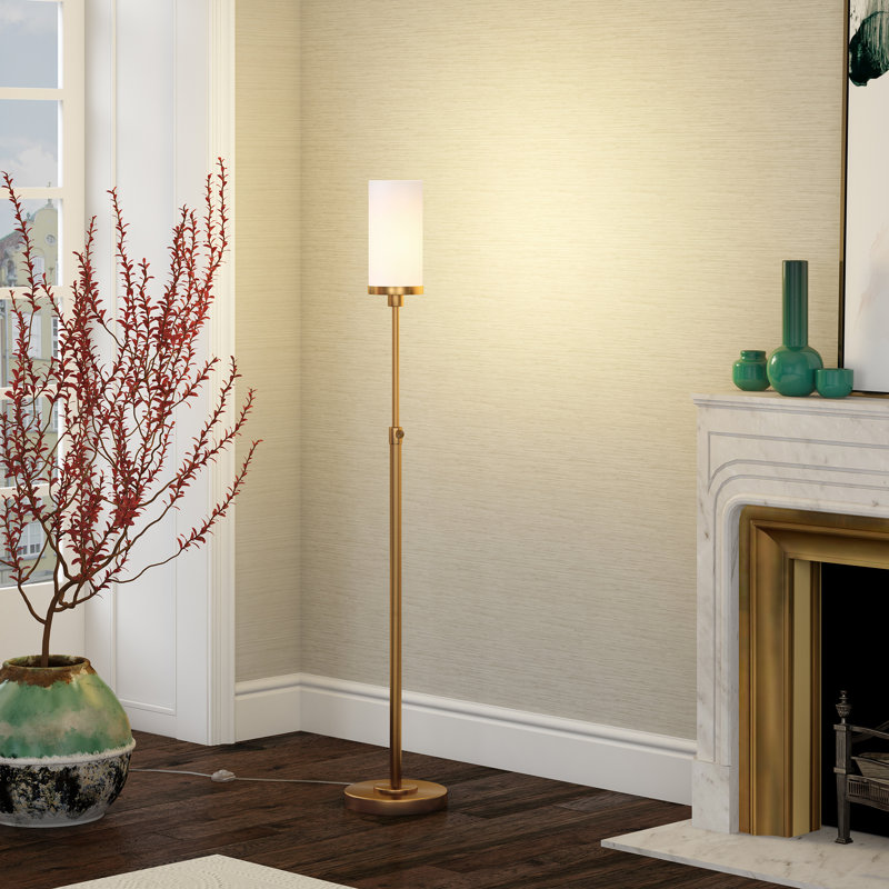 Frieda 54.5'' Torchiere Floor Lamp, Brass, White