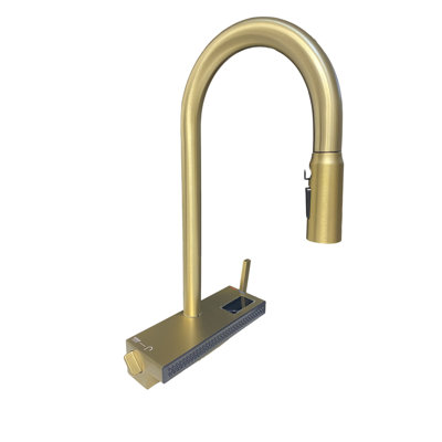 Brushed Gold Waterfall & Dual Pull Out Spray Led Display