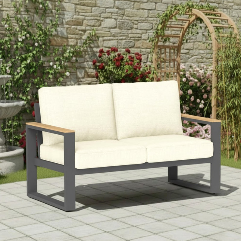 Canapé de patio toutes saisons en aluminium avec coussins épais