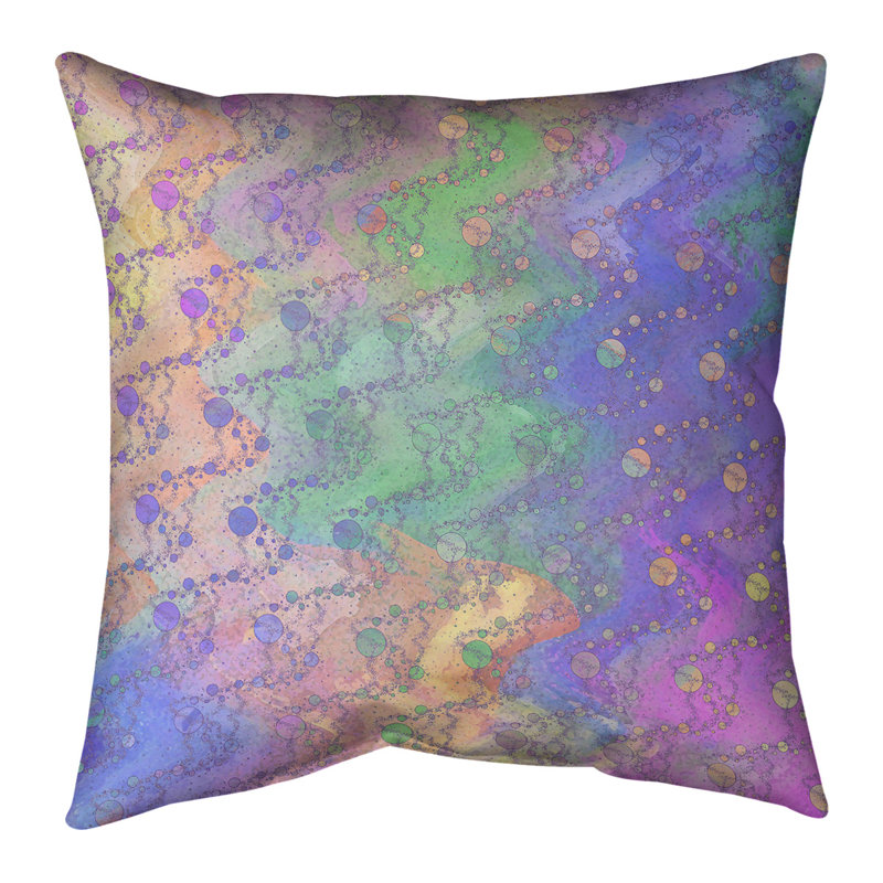 Housse et insert de coussin carré Katelyn Elizabeth Planets Stars, Pas de bourre, H 26 po x l 26 po, Mauve / Vert / Orange