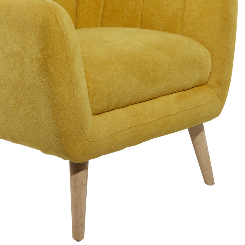 Fauteuil d'appoint capitonné en tissu, Jaune vif
