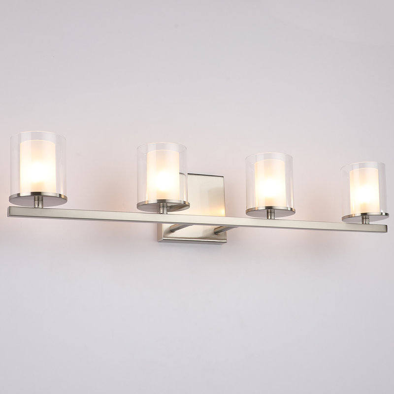 Luminaire de salle de bain Dorcelus à haute transmission avec abat-jour en verre transparent G9, Nickel brossé, 4