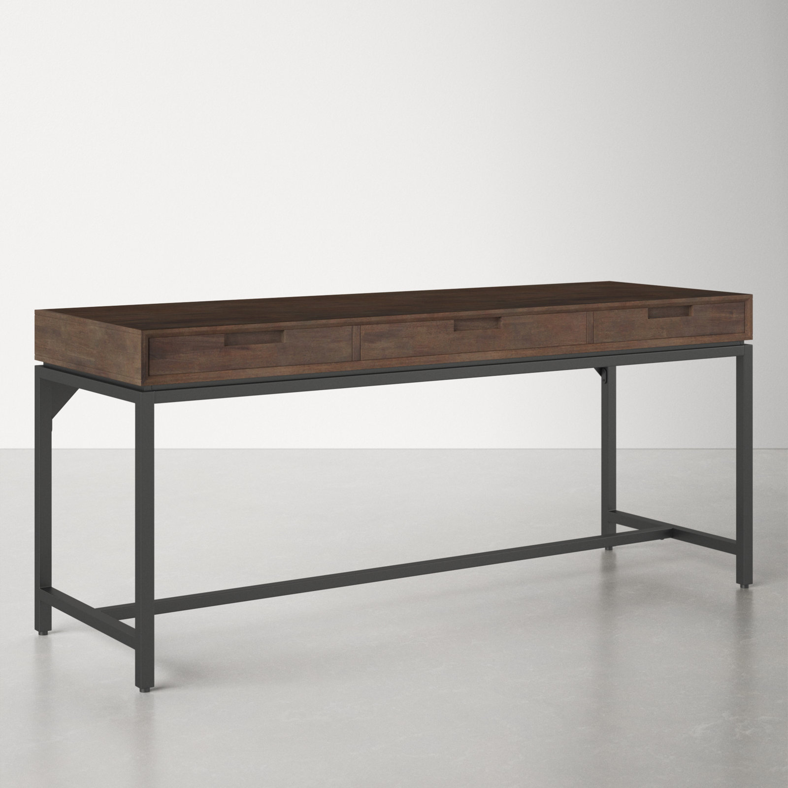 Lars Mid Century Desk, Walnut Brown/Black, 31.50" H x 72" W x 24" D