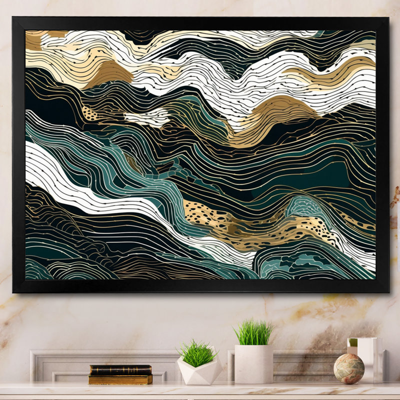 Exploration des lignes abstraites III, reproduction d'art sur toile, Cadre photo noir, H 34 po x l 44 po x P 1,5 po