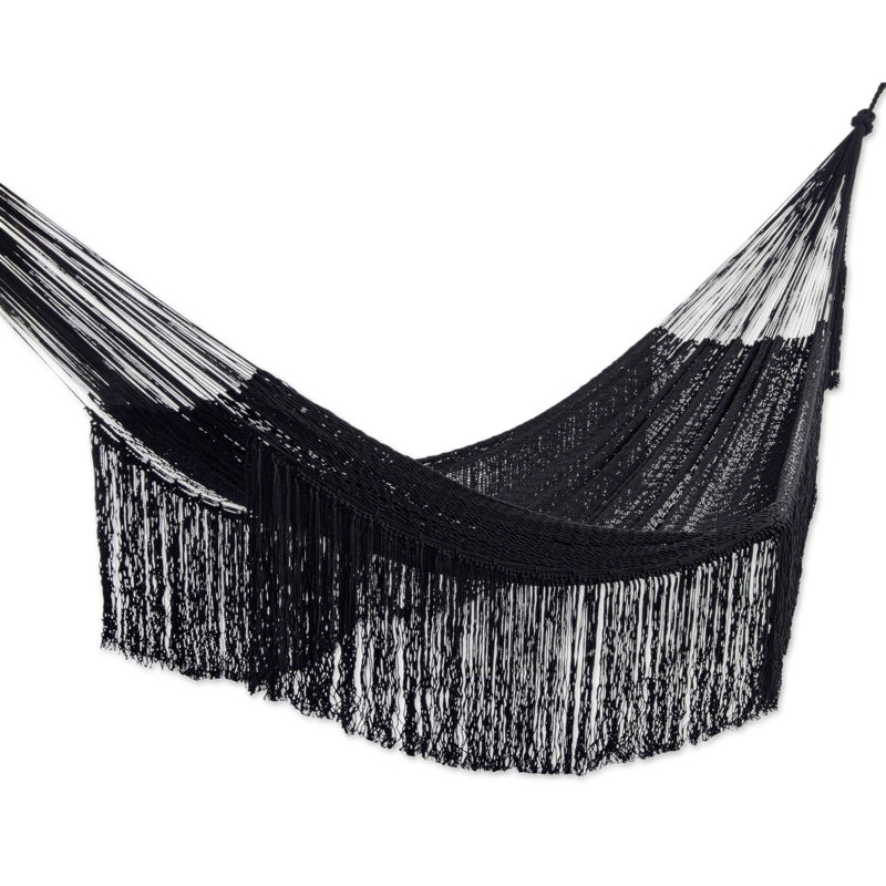 Hamac à barre d'écartement double, l 75 po x L 79 po, Noir