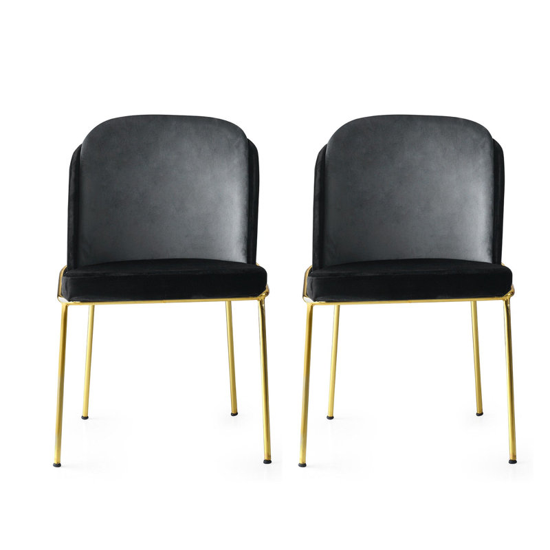 Chaise d'appoint rembourrée et revêtue de velours, Noir / gris, 2