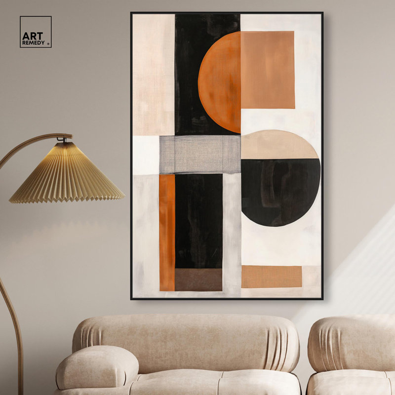 Toile «Divided Circle I» par Art Remedy, Cadre flottant noir, H 55 po x l 37 po