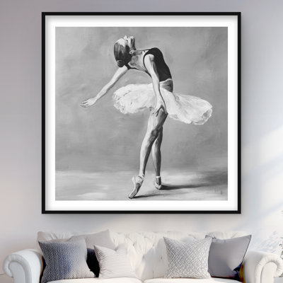 Classic ballet dancer - White framed matted print for decor