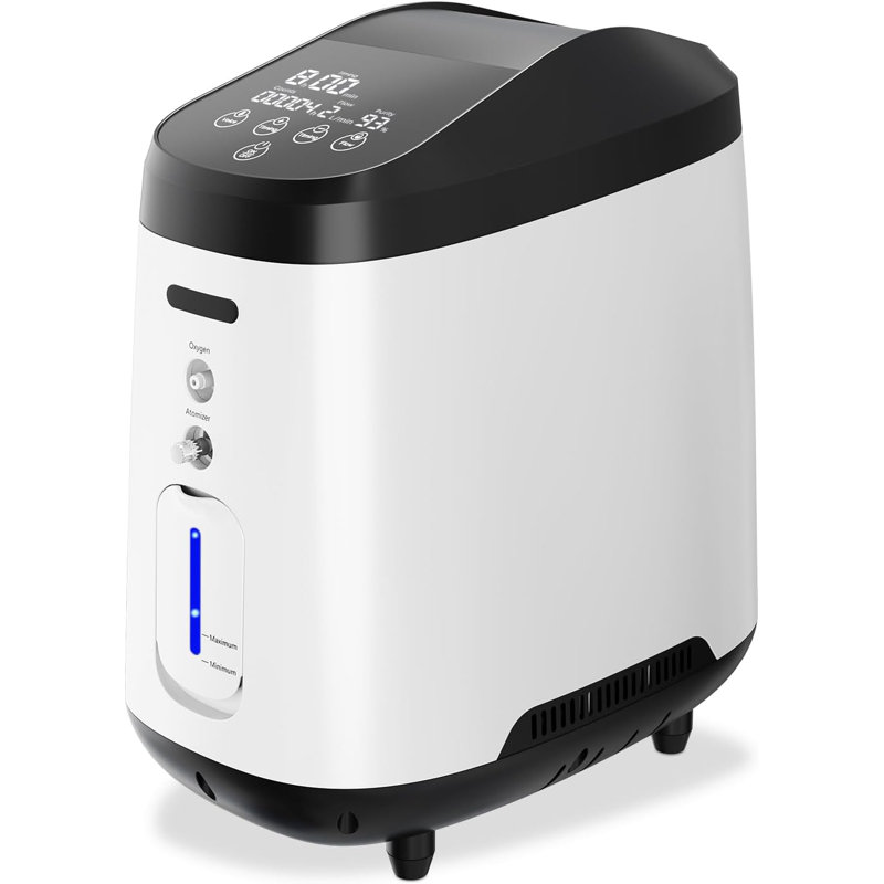 Machine à oxygène réglable de 1 à 8 L avec accessoires - Générateur d'oxygène domestique à contrôle intelligent 33% -93%