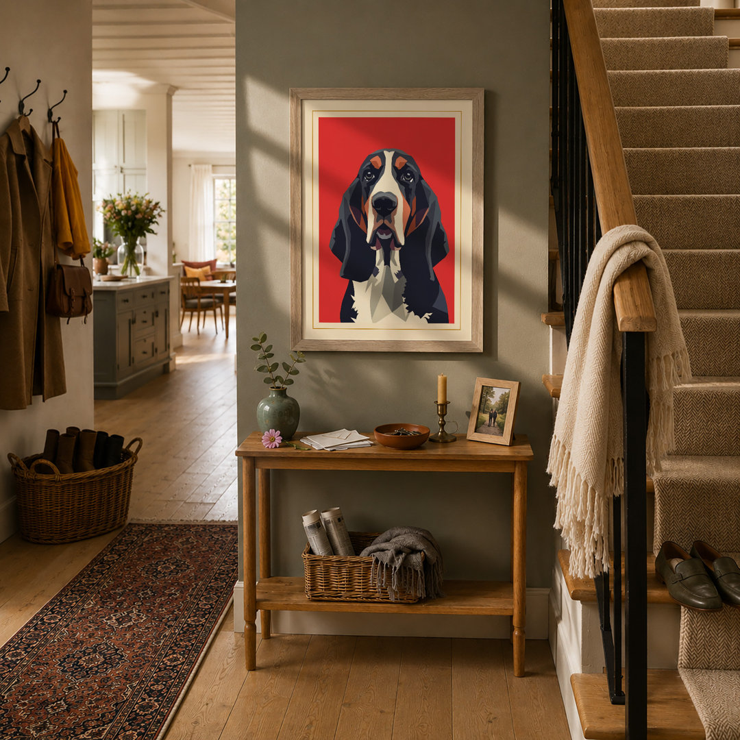 Basset Hound Portrait Modern - Framed Print