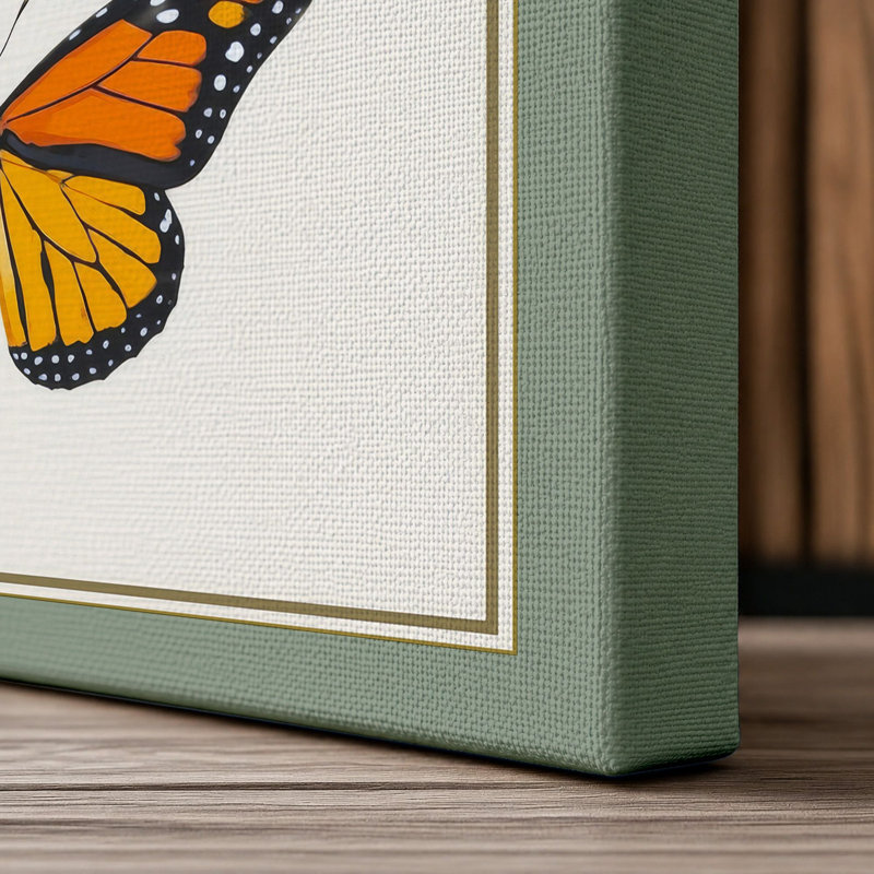 Monarch Triptych Botanical - Wrapped Canvas, 18x12 - 45.7 x 30.5 cm, Sage Border