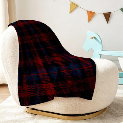 Blue Ultra Soft Flannel Fleece Throw Blanket,Red Tartan Plaid Scottish Single-Sided Print