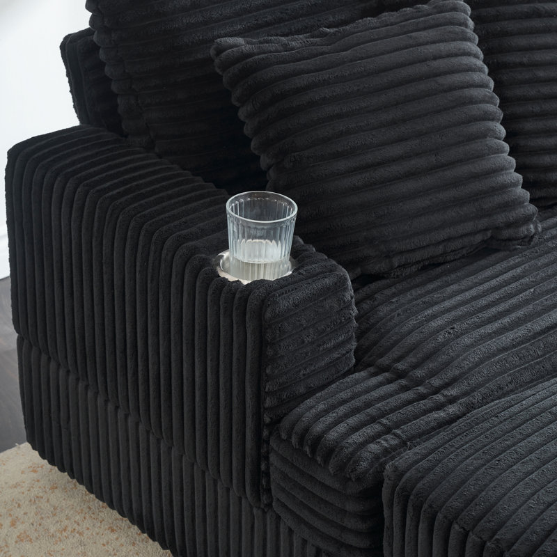 39-inch Spring upholstered armchair and Ottoman set - comfortable single sofa, Black