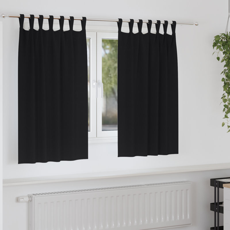Curtains With Curtains 2 Pcs Polyester, 140cm Width x 140cm Drop, Black