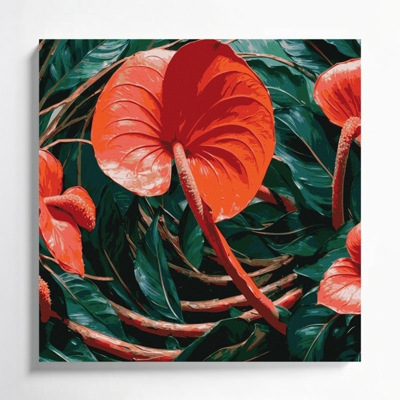 Art mural sur toile Botanical Flamingo, H 12 po x l 12 po