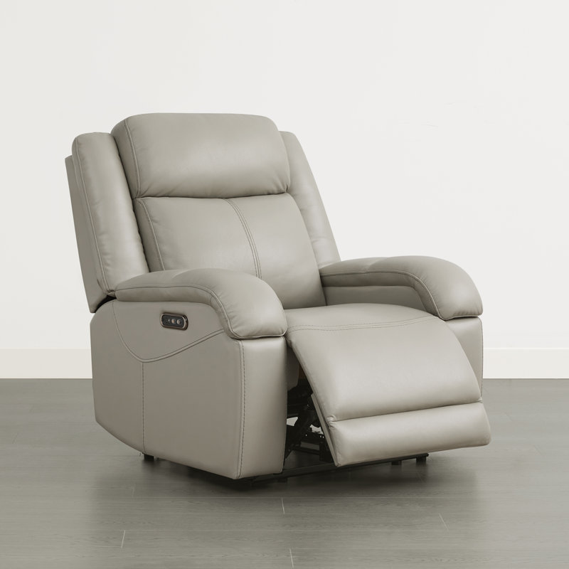 Fauteuil inclinable électrique Zachery, Cuir véritable gris
