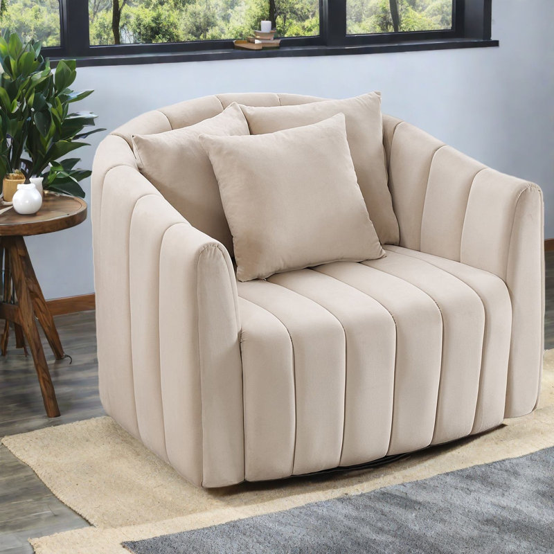 Chaises d'appoint pivotantes, fauteuil demi-tonneau moderne en velours de 39 pouces pour la maison