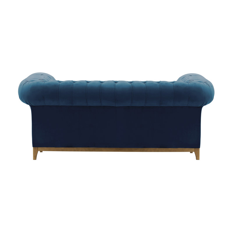 Fryar Velvet Sofa, Oak, Blue, 2
