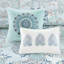 Édredon très grand lit bleu 8 pièces - motif floral aquarelle, impression de coton botanique réversible en tissu lavable à la machine, oreillers