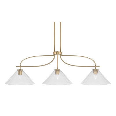 Luminaire pour îlot de cuisine à 3 lumières Cavella avec verre transparent de 12 po