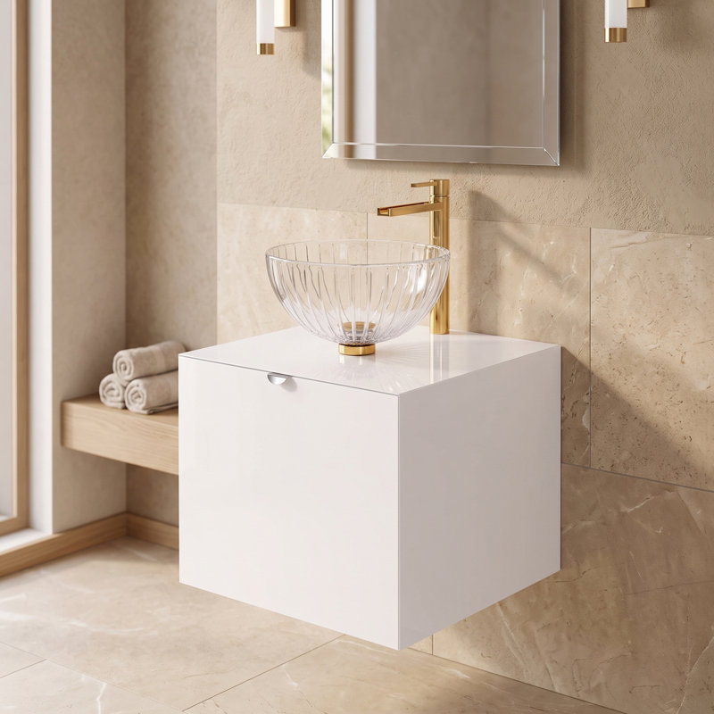 Mia 20 in. Handmade Single Vanity, White Lacquered, White Straight Grain