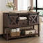 Buffet de 46 po avec 2 portes de grange coulissantes et console de tiroir avec buffet en bois pour le couloir du salon-497809878