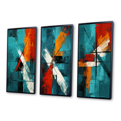«Impossible Logic of Love Abstract» en bleu sarcelle - ensemble de 3 reproductions