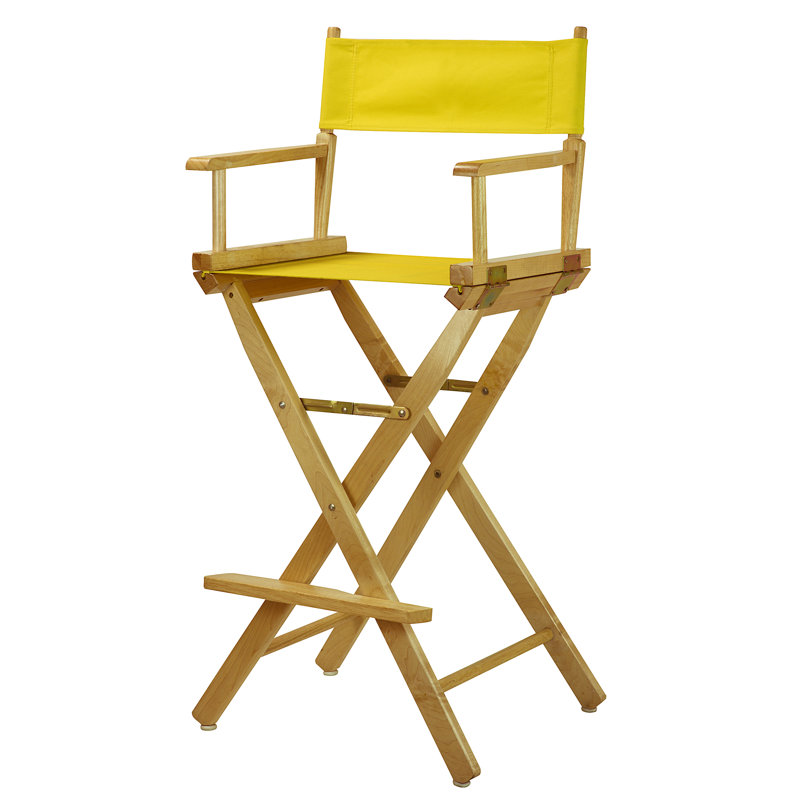 30" Folding Director Chair with Canvas, Natural, Yellow