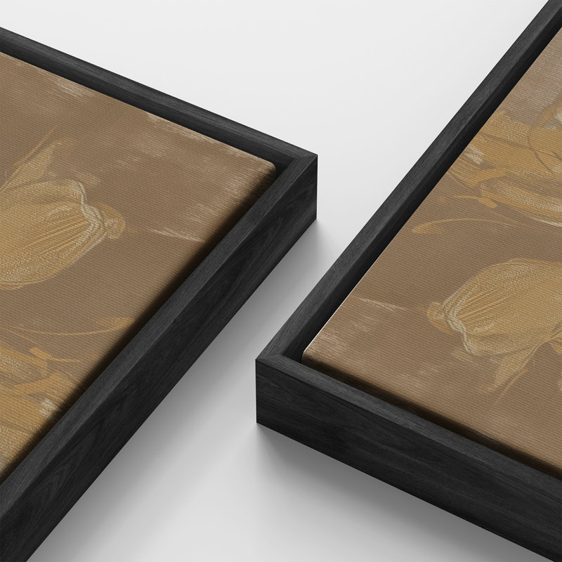 «Botanical Silhouette on Brown Backdrop», reproduction d'art sur toile encadrée, H 60 po x l 20 po x P 1,5 po, Noir