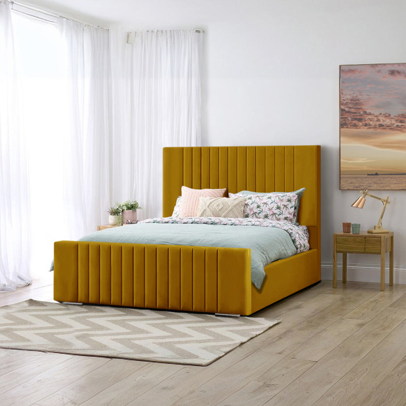 Aerys Upholstered Bed, Double (4'6), Turmeric
