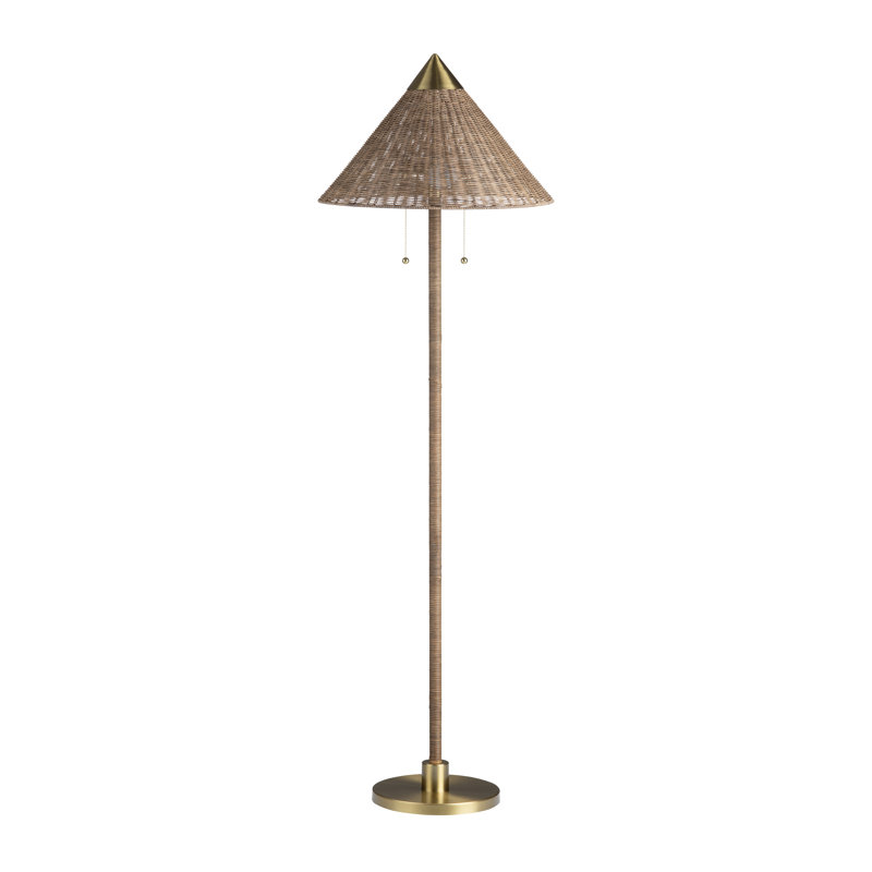 65" Metal Floor Lamp With Brown Shade