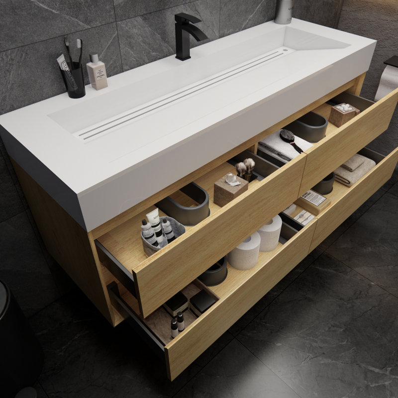 Ensemble de meuble-lavabo simple 59 po Albizu, Brun