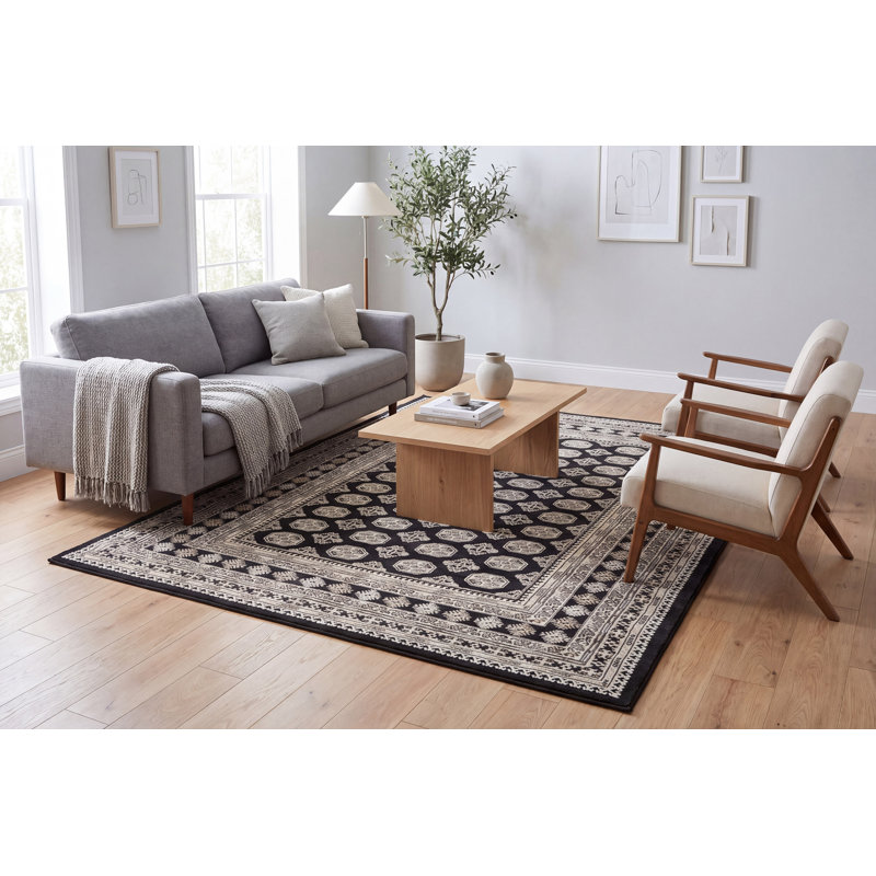 Tapis gris anthracite/gris oriental Attell, Rectangle 7 pi 10 po x 11 pi 2 po