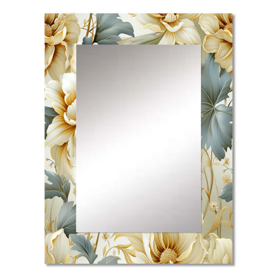 Knapp Neo Victorian Fusion Victorian Pattern - Floral Decorative Mirror, Cottage Large Wall Mirror, Printed Metal Art