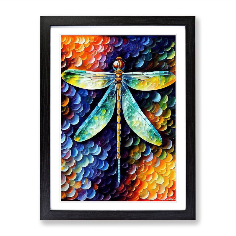 Dragonfly Portrait No.1 - Single Picture Frame Print, 64cm H x 46cm W x 2cm D, Black Framed