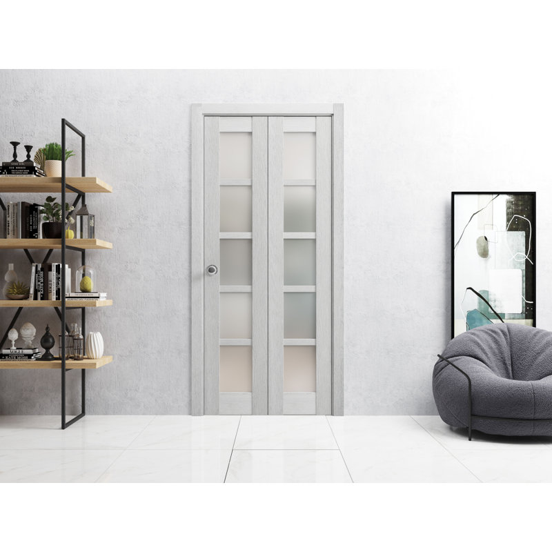 Porte pliante à panneaux en bois Quadro, 48 po x 96 po, Chêne gris clair